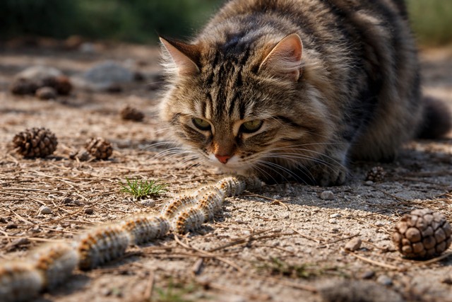 Le chat et les chenilles processionnaires Le chat et les chenilles processionnaires