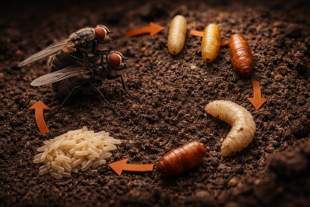 Le cycle de vie de la mouche