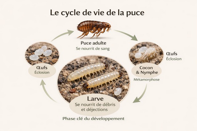 Le cycle de vie de la puce