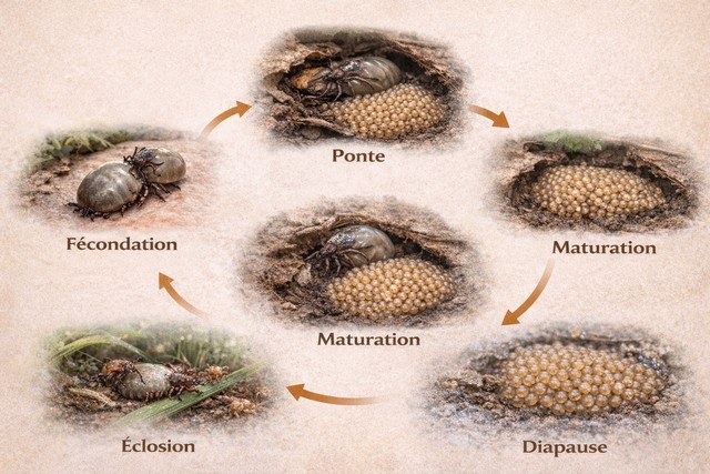 Le cycle de vie de la tique