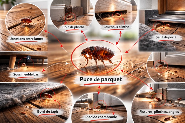 Où se cachent les puces de parquet