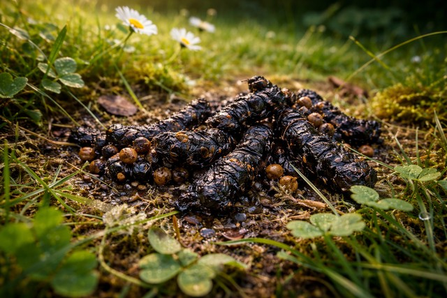 crotte de fouine dans le jardin