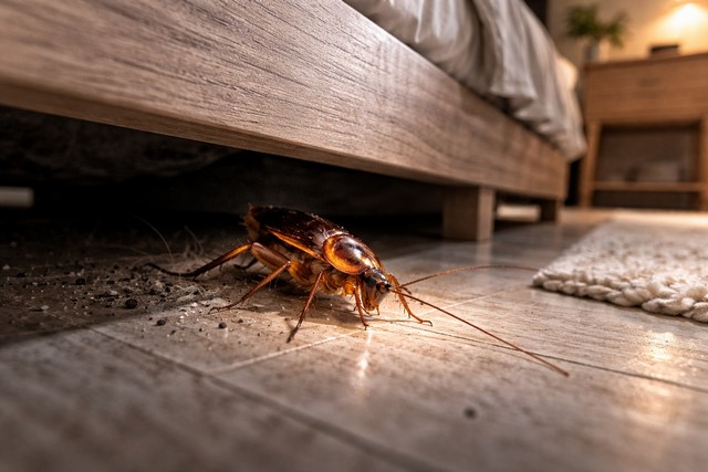 Cafard émergeant sous le lit