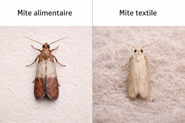 Comparaison des mites alimentaires et textiles