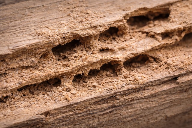 Dégâts de termites sur le bois