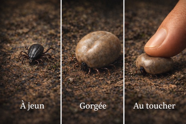 Evolution d'une tique en gros plan