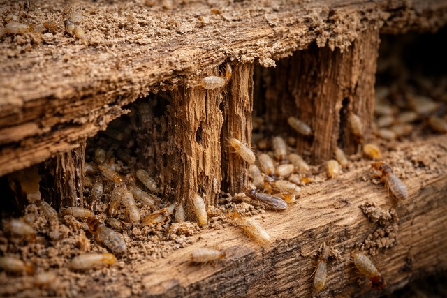 Infestation de termites dans le bois