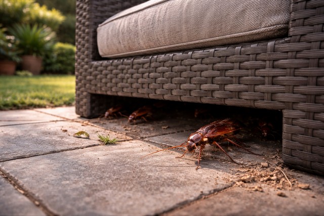 Invasion sous le fauteuil de jardin