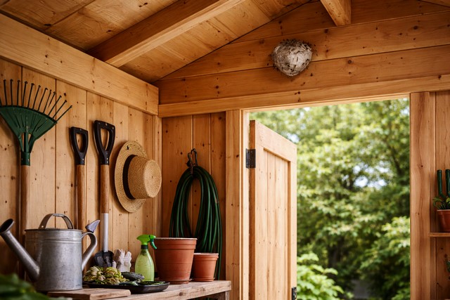 Nid de guêpes dans le cabanon jardin
