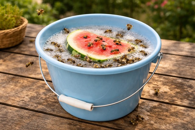 Piège à guêpe seau d'eau savonneuse