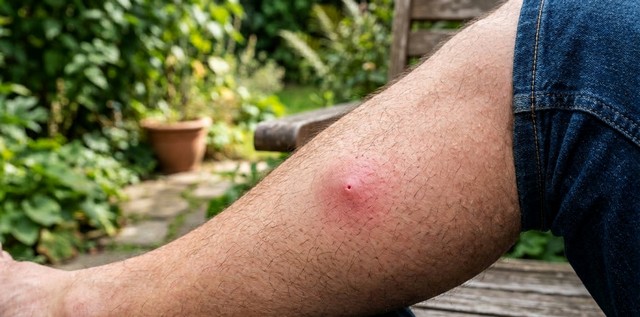Piqûre de guêpe sur la jambe