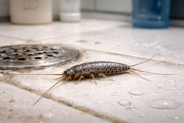 Poisson d’argent dans une salle de bain