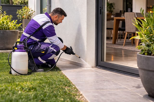 Technicien en intervention anti-fourmis extérieure