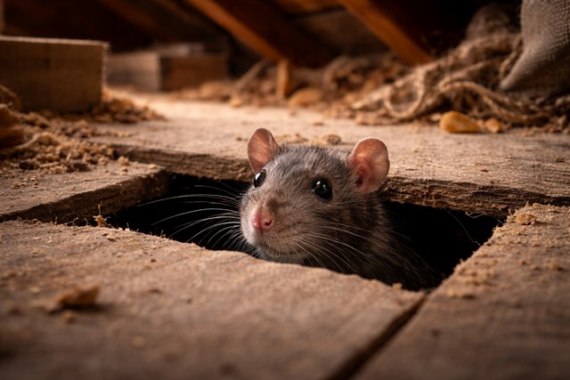 rat en train de sortir de sa cachette