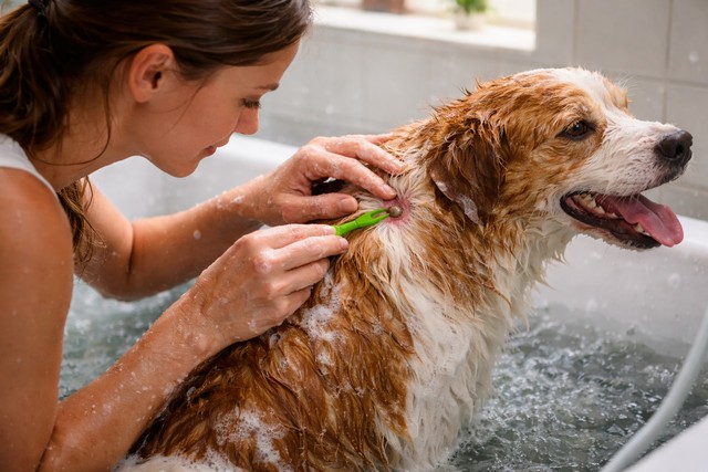 retirer une tique après le bain