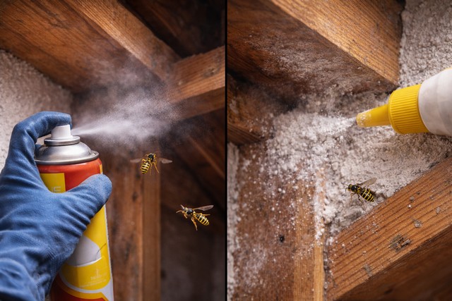 Application d'insecticide contre les guêpes