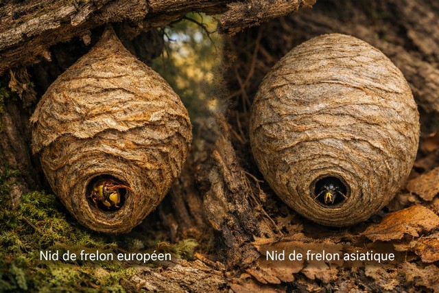 Comparaison de nids de frelons