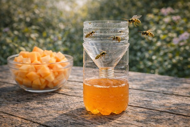 Eau sucrée et jus de melon répulsif guêpe