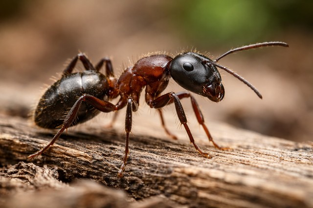 Fourmis charpentières sur un bois vieilli Fourmis charpentières sur un bois vieilli