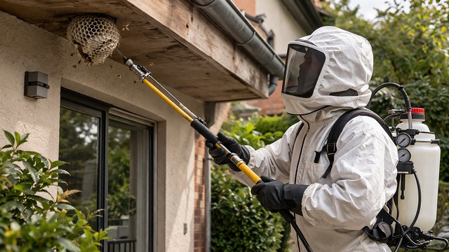 Retrait de nid de guêpes par un professionnel