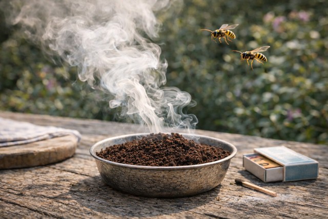 café moulu répulsif guêpes