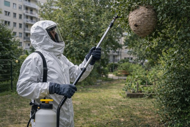 enlèvement nid de frelon dans un jardin collectif